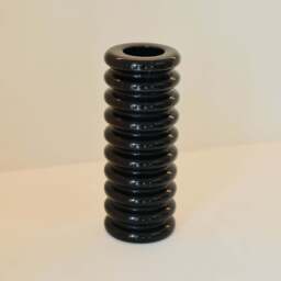 Varella - Large Black Marble Ribbed Decorative Vase 25cm - thumbnail 3