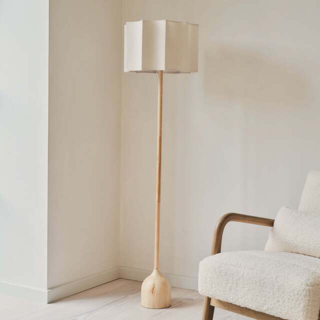 Esme - Light Wood Inverted Scallop Shade Floor Lamp - image 1