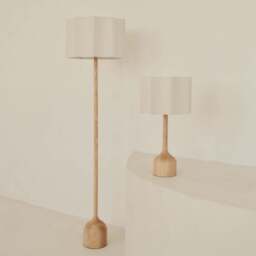 Esme - Light Wood Inverted Scallop Shade Floor Lamp - thumbnail 5