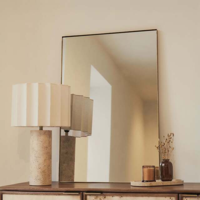 Theo - Gold Rectangular Metal Wall Mirror 90cm x 60cm - image 1