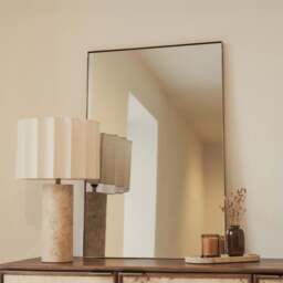 Theo - Gold Rectangular Metal Wall Mirror 90cm x 60cm - thumbnail 1