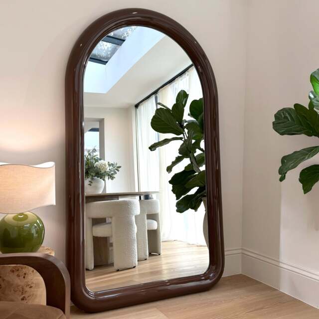 Obsidian - Full Length Arched Chocolate Gloss Extra Large Mirror 200cm x 120cm - image 1