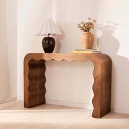 Serafina- Dark Wood Wavy Arched Premium Console Table - thumbnail 1