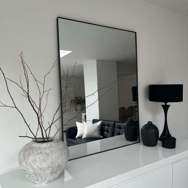 Theo - Black Rectangular Metal Large Wall Mirror 120cm x 90cm - image 1