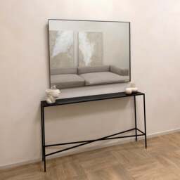 Theo - Black Rectangular Metal Large Wall Mirror 120cm x 90cm - thumbnail 6
