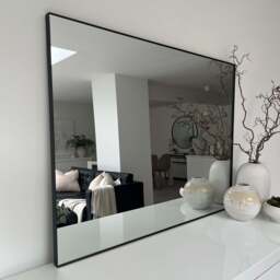 Theo - Black Rectangular Metal Large Wall Mirror 120cm x 90cm - thumbnail 2