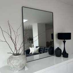 Theo - Black Rectangular Metal Large Wall Mirror 120cm x 90cm - thumbnail 1