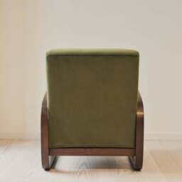 Dalton - Velvet Accent Chair Olive & Dark Wood - thumbnail 5