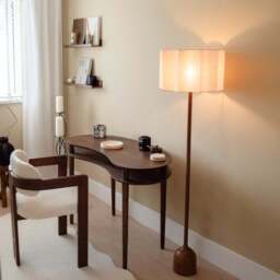 Esme - Dark Wood Inverted Scallop Shade Floor Lamp - thumbnail 2