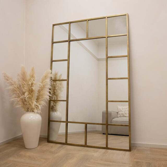 Camden - Gold Industrial Full Length Metal Window Mirror 179cm x 119cm - image 1