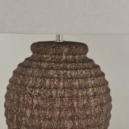 Linosa - Brown Textured Ceramic Drum Shade Table Lamp - thumbnail 5