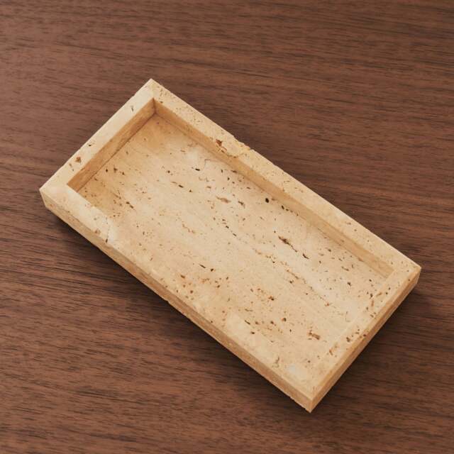 Travara - Cream Travertine Rectangular Decorative Tray - image 1