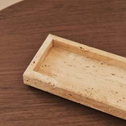 Travara - Cream Travertine Rectangular Decorative Tray - thumbnail 3