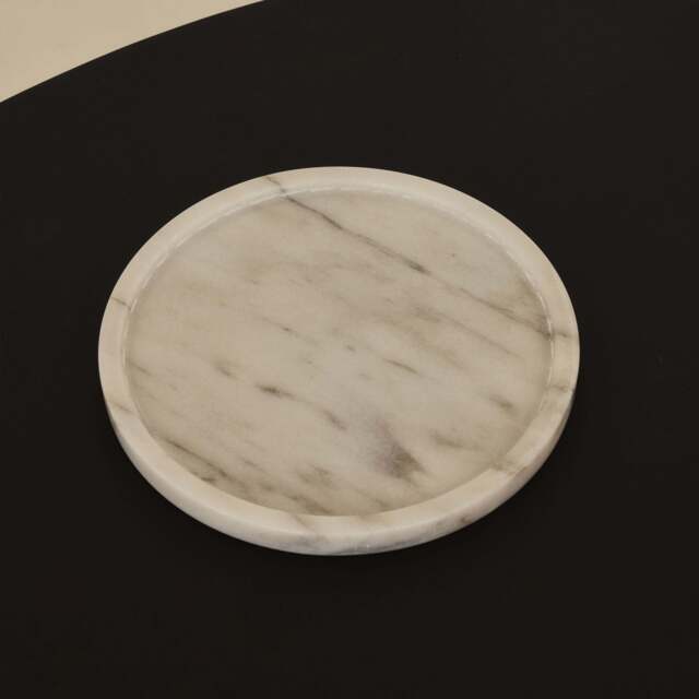 Travara - White Marble Round Decorative Tray - image 1