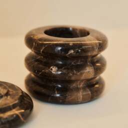Varella - Dark Emperador Marble Ribbed Decorative Storage Jar - thumbnail 4