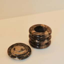 Varella - Dark Emperador Marble Ribbed Decorative Storage Jar - thumbnail 2