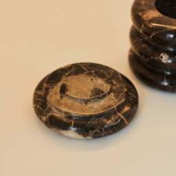Varella - Dark Emperador Marble Ribbed Decorative Storage Jar - thumbnail 5