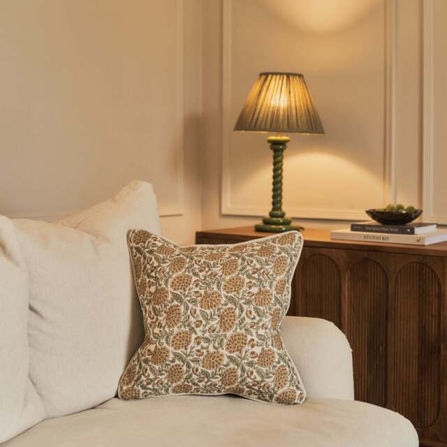 Erisha - Ochre Printed Fabric Cushion - image 1