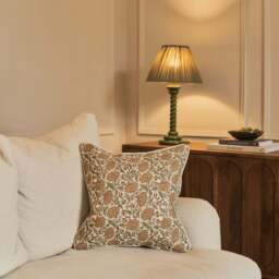 Erisha - Ochre Printed Fabric Cushion - thumbnail 1