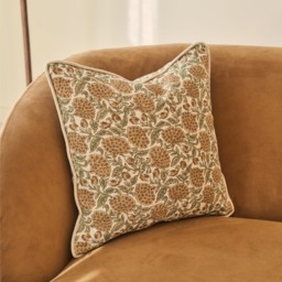Erisha - Ochre Printed Fabric Cushion - thumbnail 5