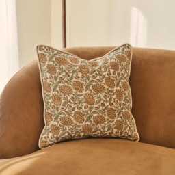 Erisha - Ochre Printed Fabric Cushion - thumbnail 3