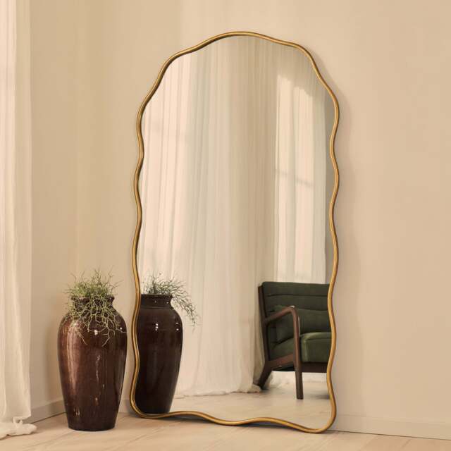 Sabrina - Gold Full Length Wavy Arched Metal Mirror 180cm x 100cm - image 1