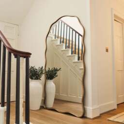 Sabrina - Gold Full Length Wavy Arched Metal Mirror 180cm x 100cm - thumbnail 4