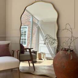 Sabrina - Gold Full Length Wavy Arched Metal Mirror 180cm x 100cm - thumbnail 1