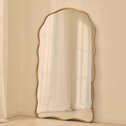 Sabrina - Gold Full Length Wavy Arched Metal Mirror 180cm x 100cm - thumbnail 3