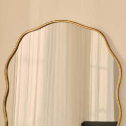 Sabrina - Gold Full Length Wavy Arched Metal Mirror 180cm x 100cm - thumbnail 6