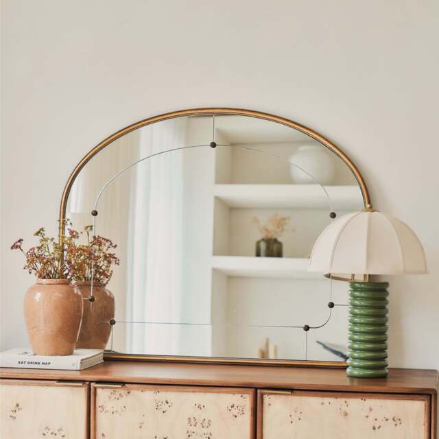 Venosa - Gold Arched Metal Overmantle Mirror 100cm x 80cm - image 1
