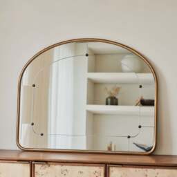 Venosa - Gold Arched Metal Overmantle Mirror 100cm x 80cm - thumbnail 2