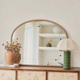 Venosa - Gold Arched Metal Overmantle Mirror 100cm x 80cm - thumbnail 1