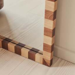 Tessera - Dark Wood & Light Wood Chequered Arched Wooden Mirror 170cm x 80cm - thumbnail 4