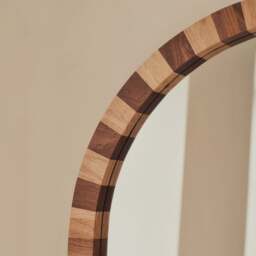 Tessera - Dark Wood & Light Wood Chequered Arched Wooden Mirror 170cm x 80cm - thumbnail 2