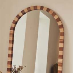 Tessera - Dark Wood & Light Wood Chequered Arched Wooden Mirror 170cm x 80cm - thumbnail 3