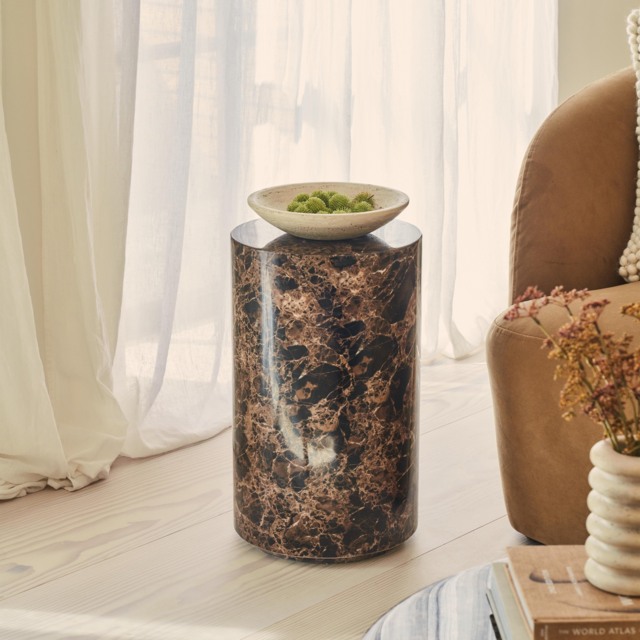 Atella - Dark Emperador Round Premium Solid Marble Side Table - image 1