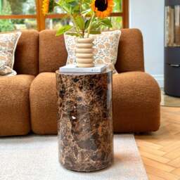 Atella - Dark Emperador Round Premium Solid Marble Side Table - thumbnail 2