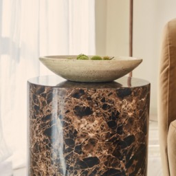 Atella - Dark Emperador Round Premium Solid Marble Side Table - thumbnail 2