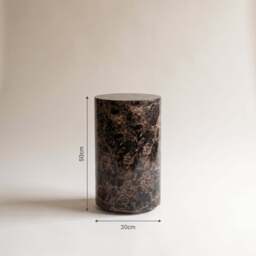 Atella - Dark Emperador Round Premium Solid Marble Side Table - thumbnail 4