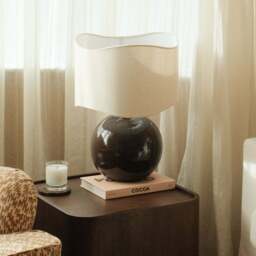 Olera - Chocolate Gloss Ceramic Wave Shade Table Lamp - thumbnail 5