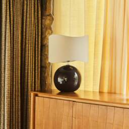 Olera - Chocolate Gloss Ceramic Wave Shade Table Lamp - thumbnail 2