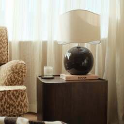 Olera - Chocolate Gloss Ceramic Wave Shade Table Lamp - thumbnail 6