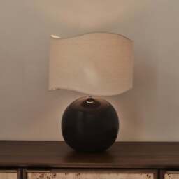 Olera - Chocolate Gloss Ceramic Wave Shade Table Lamp - thumbnail 4