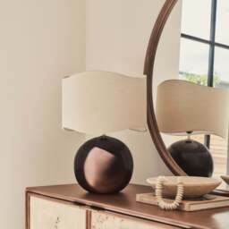 Olera - Chocolate Gloss Ceramic Wave Shade Table Lamp - thumbnail 1