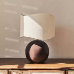 Olera - Chocolate Gloss Ceramic Wave Shade Table Lamp - thumbnail 3