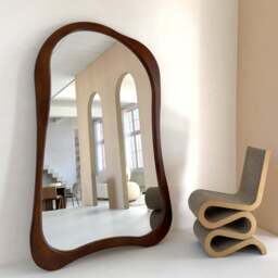 Arcurva - Extra Large Full Length Dark Wood Irregular Mirror 190cm x 120cm - thumbnail 1