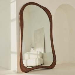 Arcurva - Extra Large Full Length Dark Wood Irregular Mirror 190cm x 120cm - thumbnail 3