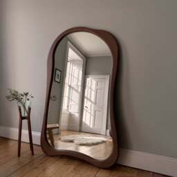 Arcurva - Extra Large Full Length Dark Wood Irregular Mirror 190cm x 120cm - thumbnail 2