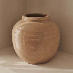 Cyra - Large Beige Gloss Ceramic Vase - thumbnail 3